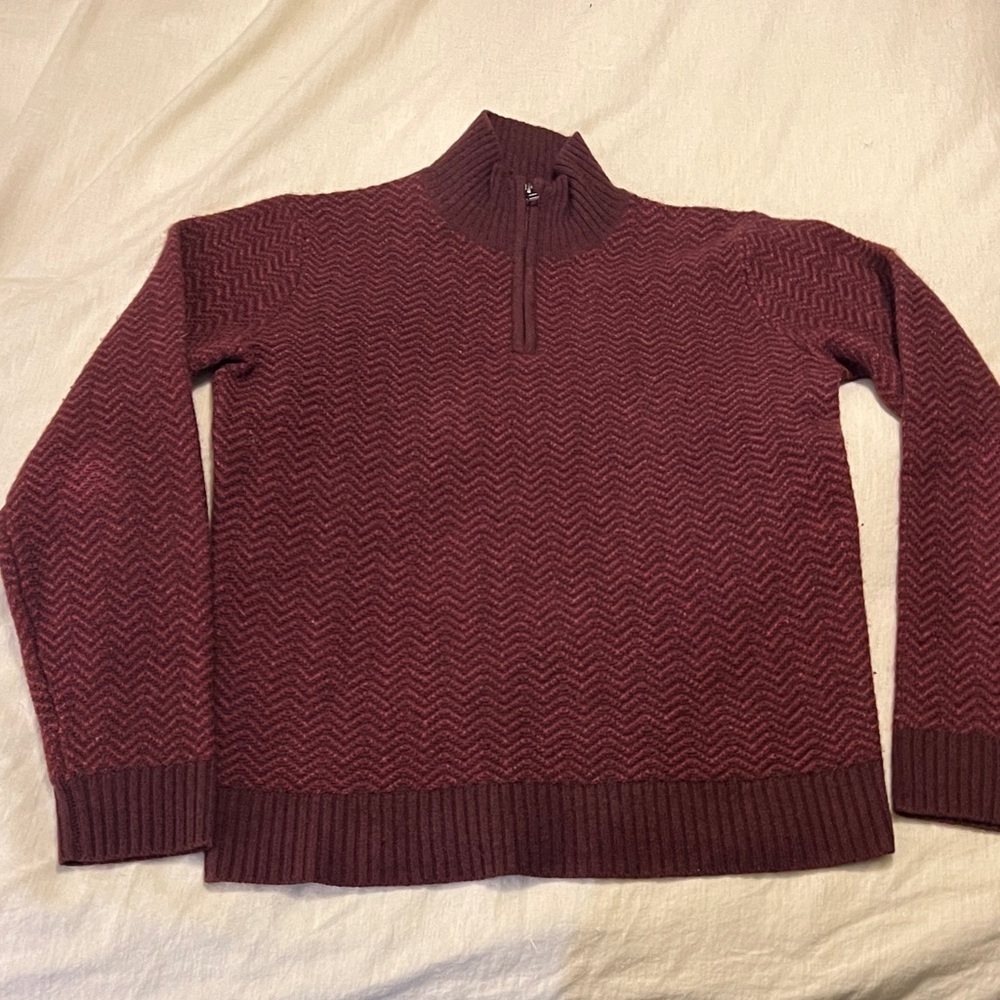 Bonobos Men's Maroon Chevron Zip-Up Sweater